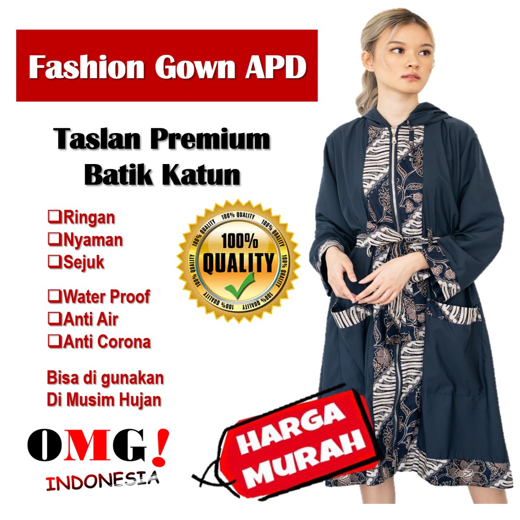 Baju APD GOWN Taslan Premium Fashion Wanita Korea Indonesia Waterproof Shield Medis Hazmat CORONA