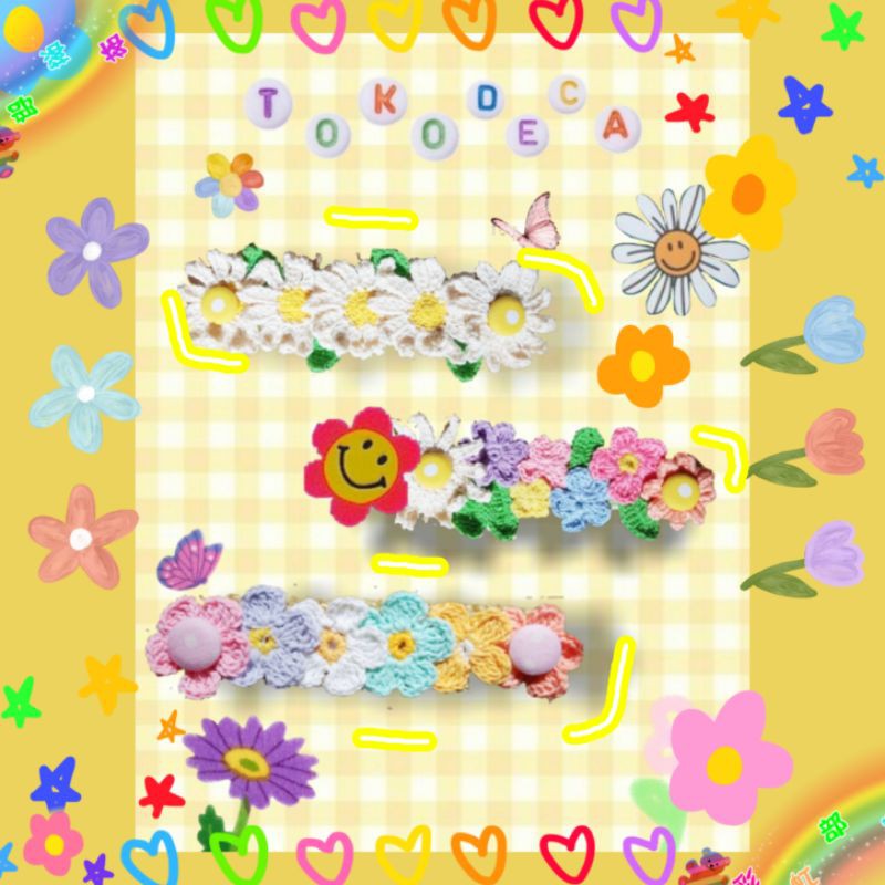 ✨ Daisy Flower Hijab Mask Connector / Konektor Masker Hijab Headloop Bunga Rajut Taeyong NCT Jhope ✨