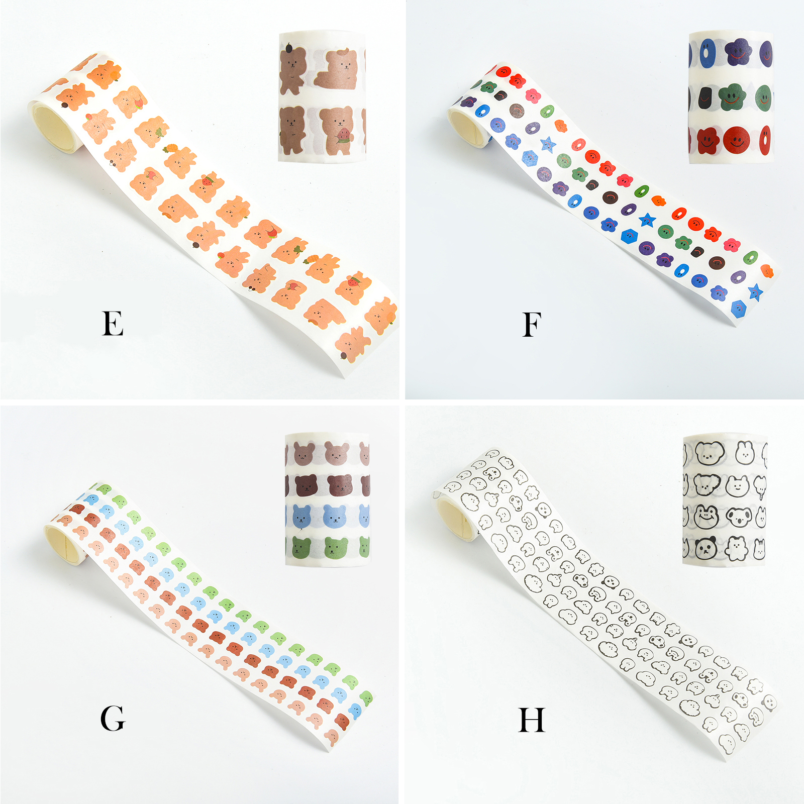 Stiker Kertasselotip Washi Gambar Wajah Beruang Tersenyum Lucu Untuk Jurnal-2
