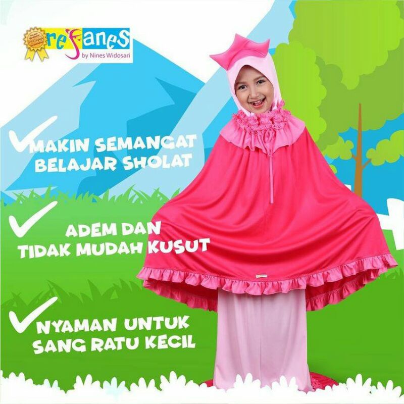 Refanes Mukena Anak Princess Mukenah Balita Princes Usia 2 3 5 7 Bahan Kaos Adem