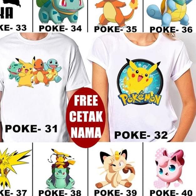 Kaos / Baju POKEMON DEWASA 50 DESAIN (FREE TULISAN/NAMA)