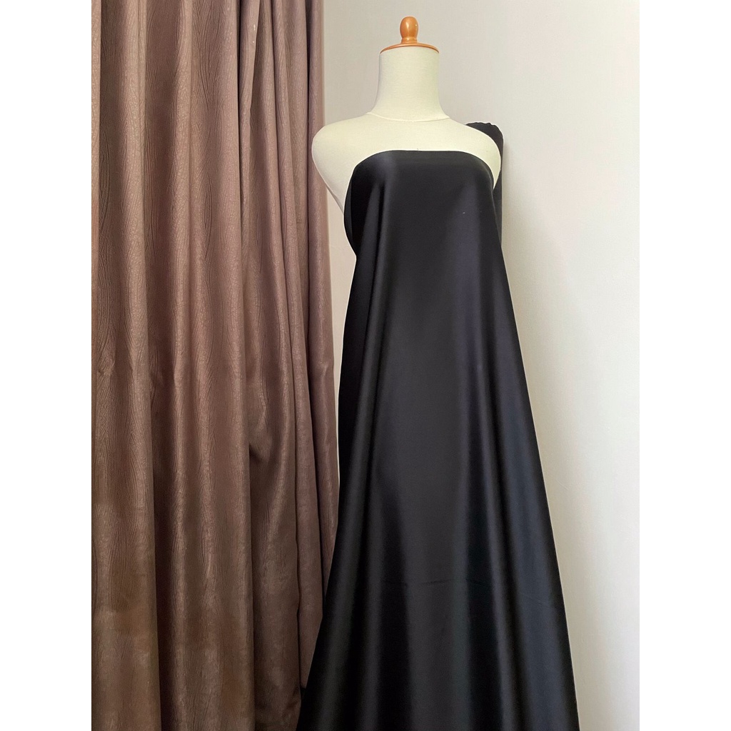 Bahan Satin Maxmara Silk Lux Premium Meteran Mewah Warna Hitam