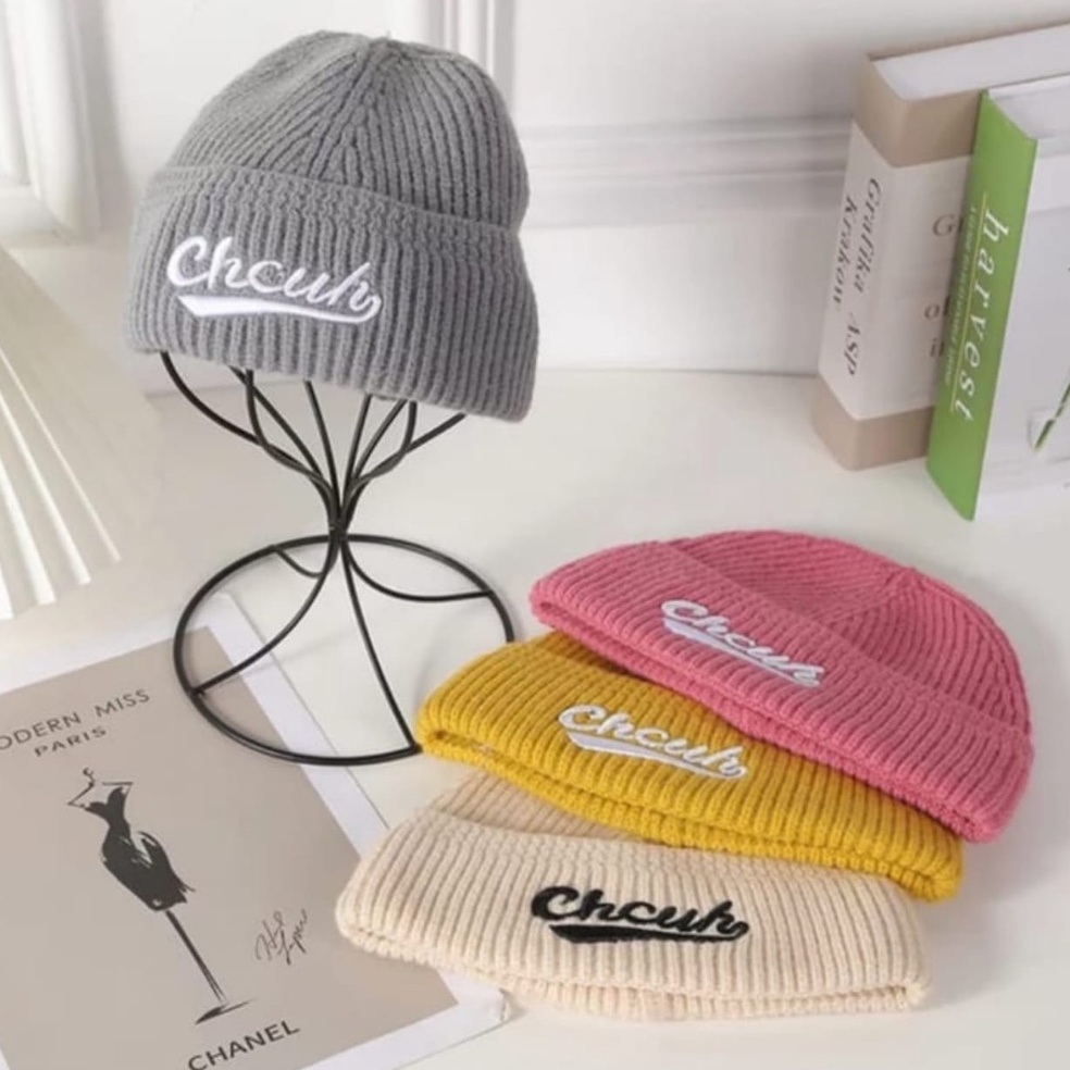 Topi Kupluk Beanie hat Logo Bordir Chcuh Distro Pria Wanita Kekinian