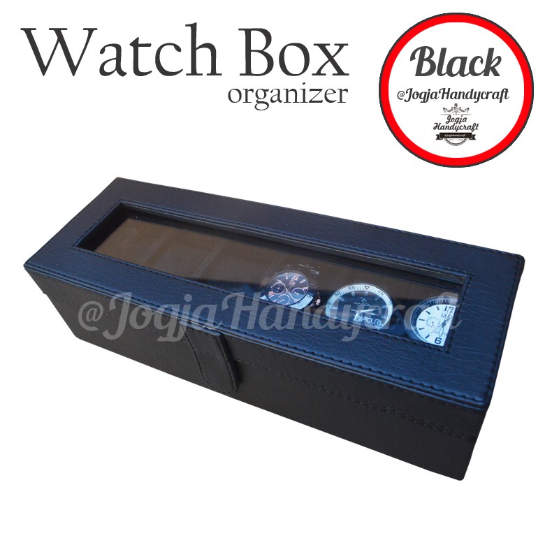 Full Black Watch Box / Koktak Jam / Box Jam / Tempat Jam Tangan Isi 6