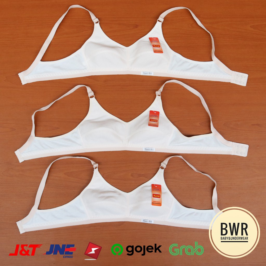 [ Harga 1pc &amp; 3pc ] Bra YULIA Cream | Bra Wanita Dewasa Sport Polos Kait 2 - VIII B6 Bwr