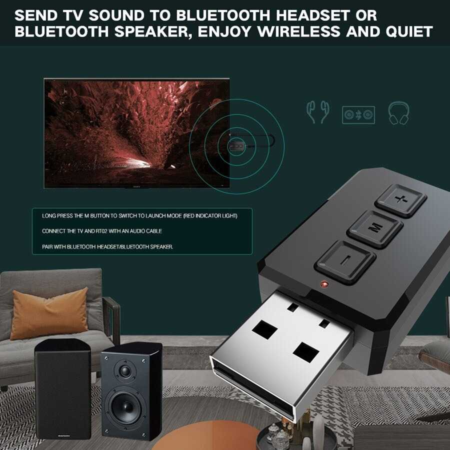 USB Bluetooth 5.0 Transmitter Receiver Audio penerima dan pemancar blutut audio musik