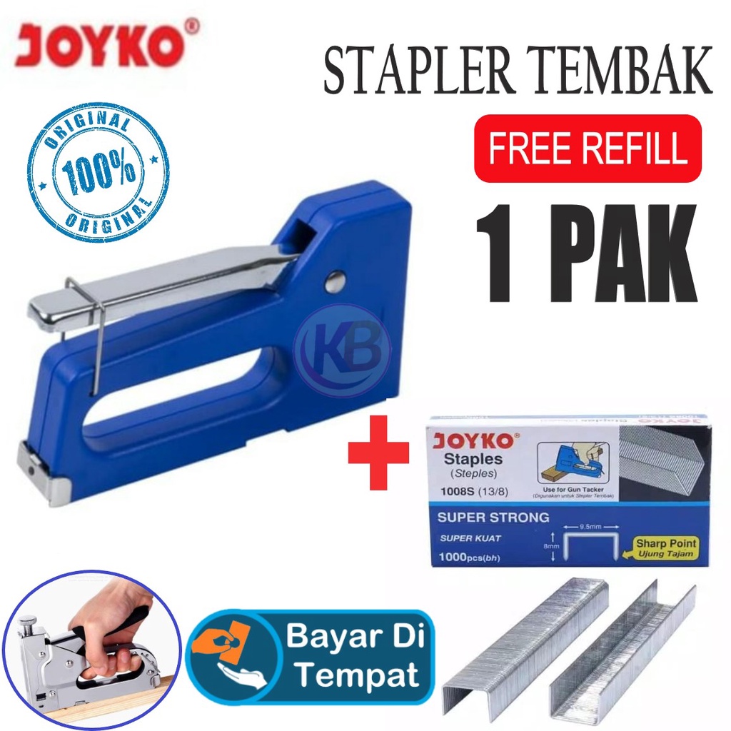 

( BONUS REFILL 1 PAK ) Staples Tembak Joyko GT700 - Gun Tacker - Gun Powerful Joyko - Satu Gemilang