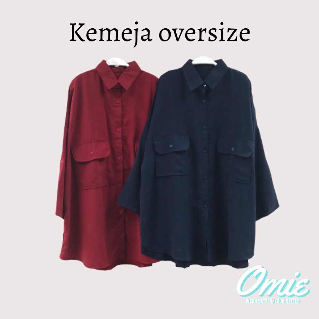 KEMEJA WANITA OVERSIZE POLOS K-2-2