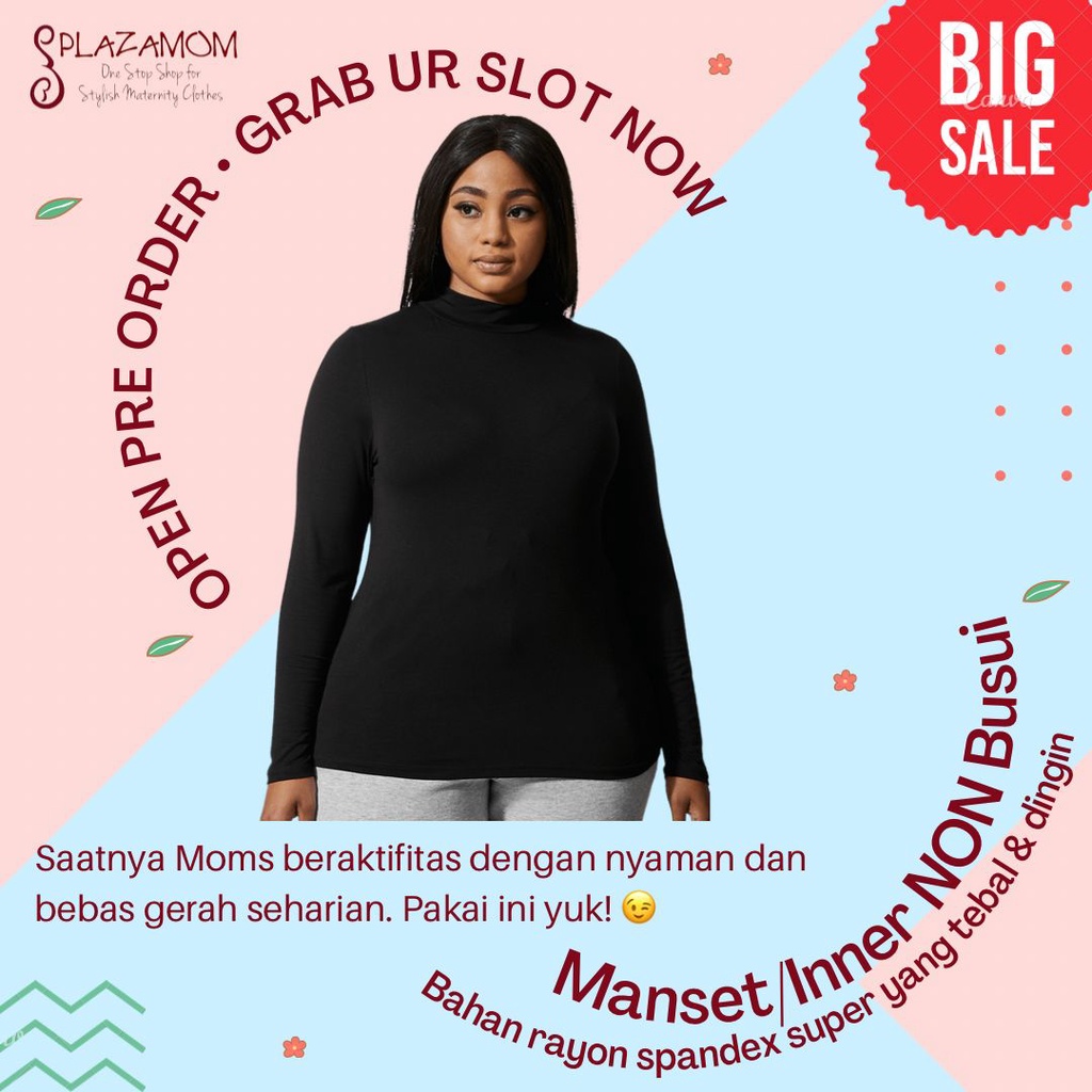 Manset inner dalaman kaos daleman baju manset lengan panjang wanita bahan rayon spandex super kualitas premium nyaman dipakai dingin menyerap keringat anti gerah tebal tidak menerawang