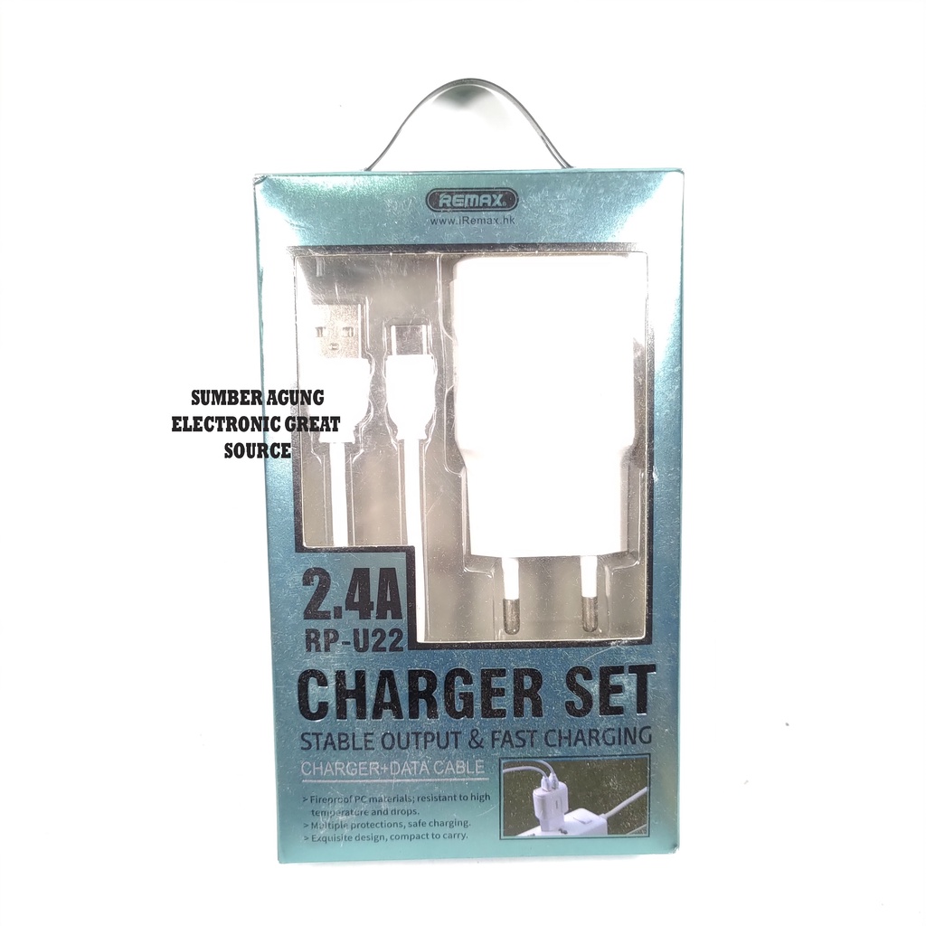 Remax Charger Type C 2.4A RPU22 Cas Set Tipe C Stable Fast Charging