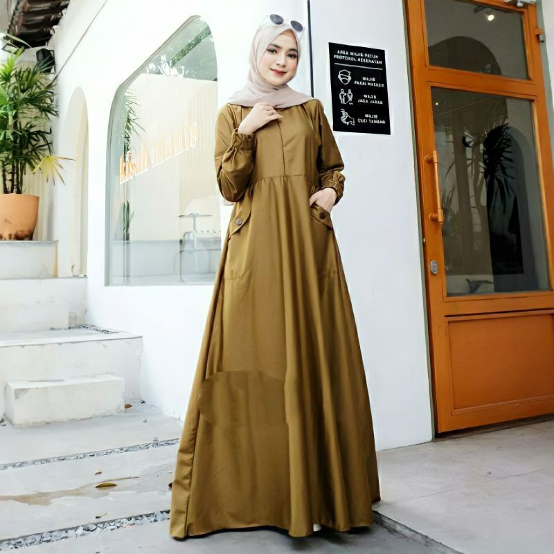 GAMIS TOYOBO PEMDA KEKI WARNA DARK PNS S M L XL XXL dan XXXL-Pemda tgan lipat