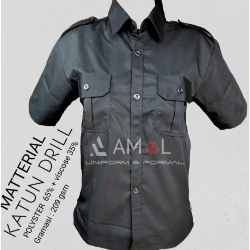 KEMEJA PDH HITAM LENGAN PENDEK BAJU PDL HITAM KEMEJA PRIA JAPAN DRIL