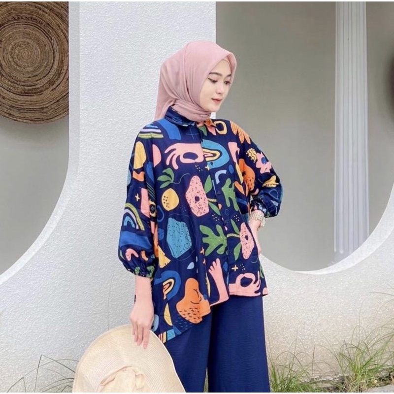 KEMEJA OVERSIZE MOTIF RAYON / KEMEJA OVERSIZE RAYON VISCOSE / BLOUSE OVERSIZE RAYON / KEMEJA OVERSIZE MOTIF