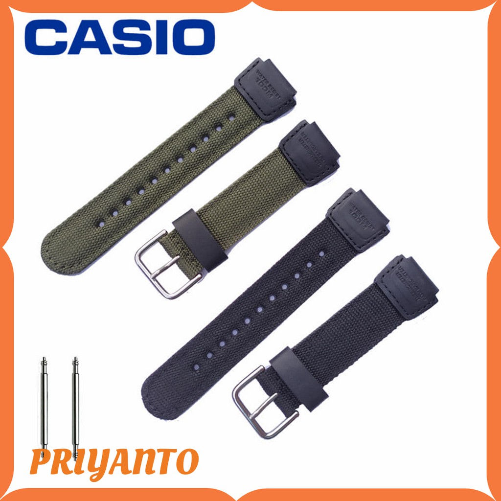 Strao Tali Jam Tangan Canvas Nylon Casio SGW-450 SGW-500H Original OEM Free Pen