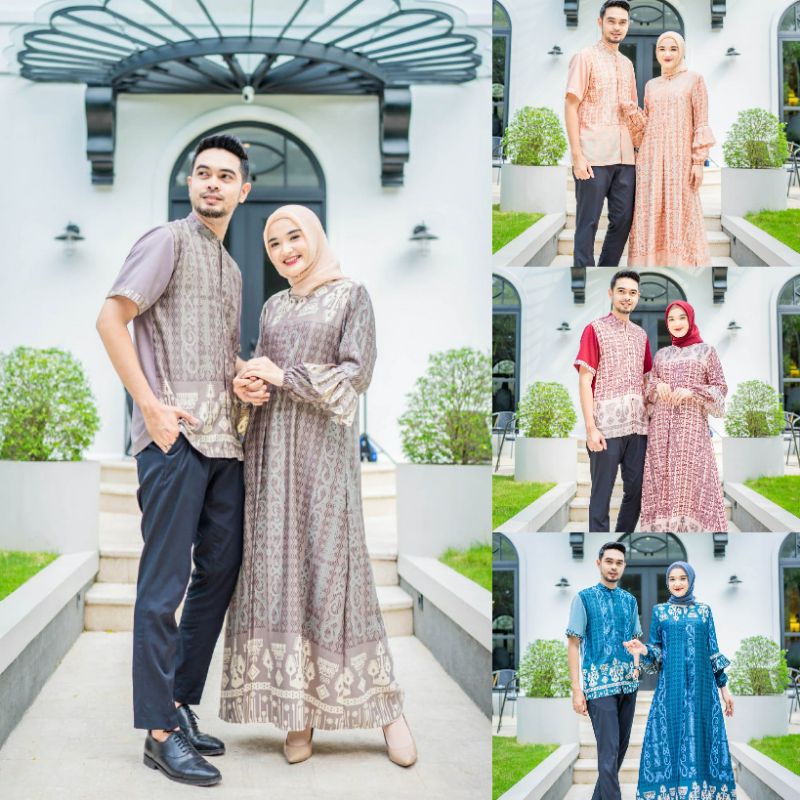 TERBARU KIA Maxi Baju Couple Pasangan Kekinian Bahan Maxmara Motif Untuk Kondangan