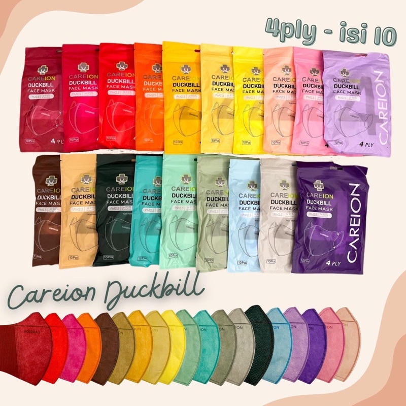 MASKER DUCKBILL GARIS CAREION 4PLY RAiNBOW NUDE BFE 95% ISI 10PCS