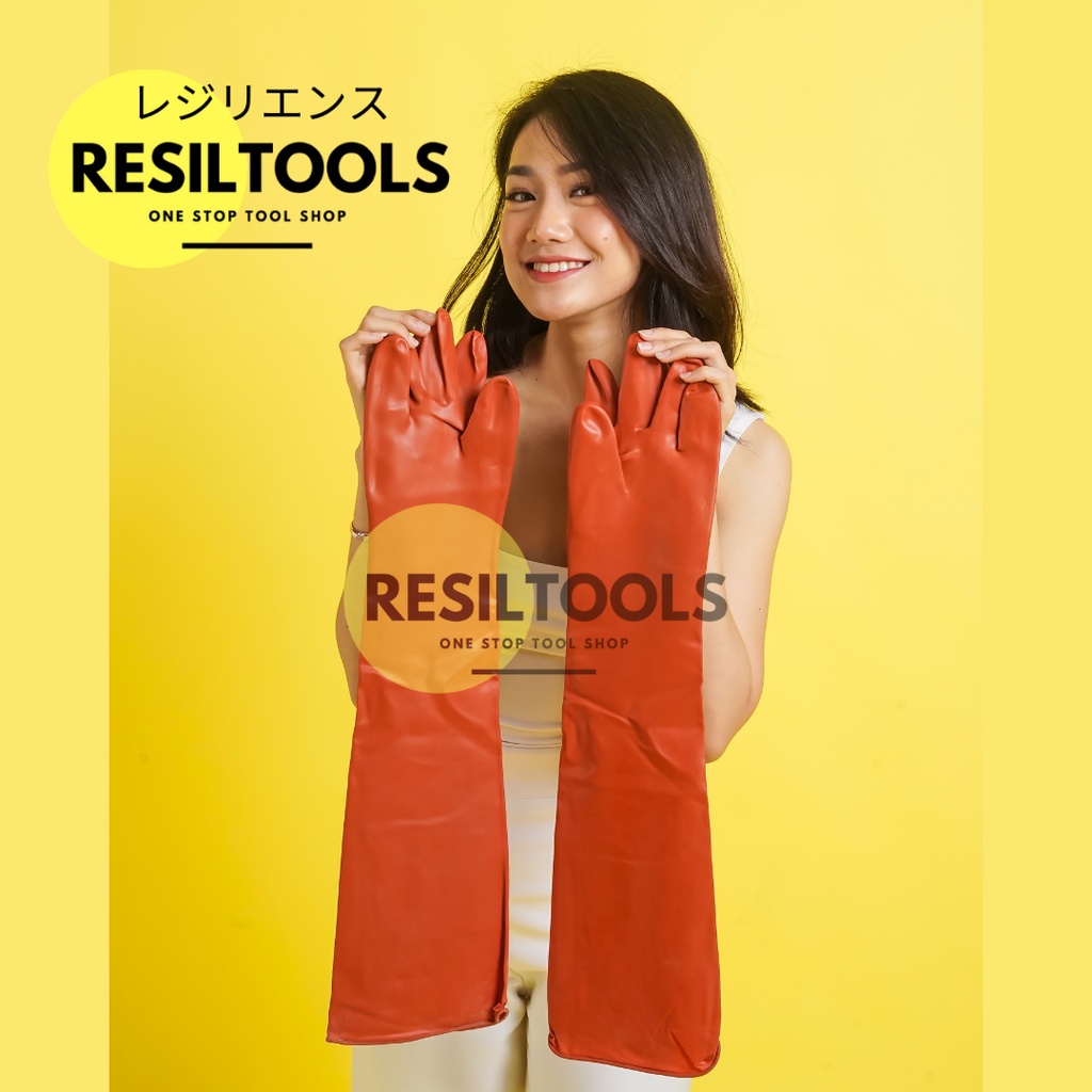 Sarung Tangan Karet Sampai Bahu panjang 60 cm Safety Glove Pelindung Tangan