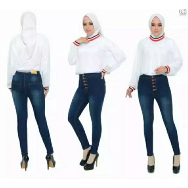 CELANA HW JEANS WANITA/CELANA WANITA PENSIL HIGHT WAIST/CELANA JEANS KANCING 5 WANITA