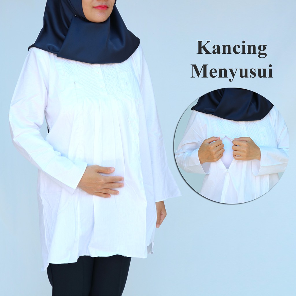 Baju Kemeja Hamil Kerja Formal Kantor Warna Putih Shopee Indonesia