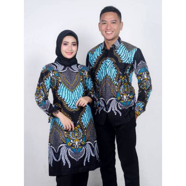 KEMEJA BATIK LENGAN PANJANG DAN TUNIK BATIK BISA COUPLE BATIK PEKALONGAN BAHAN KATUN HALUS DAN ADEM