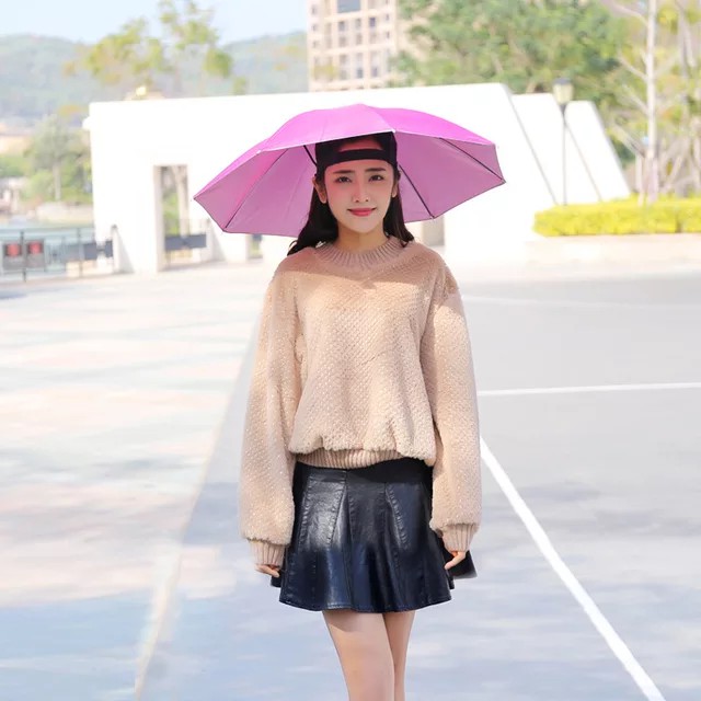 Payung Topi - Payung Kepala Payung Mancing Hiking Gunung - Payung Kepala Hat Umbrella Besar 60 cm