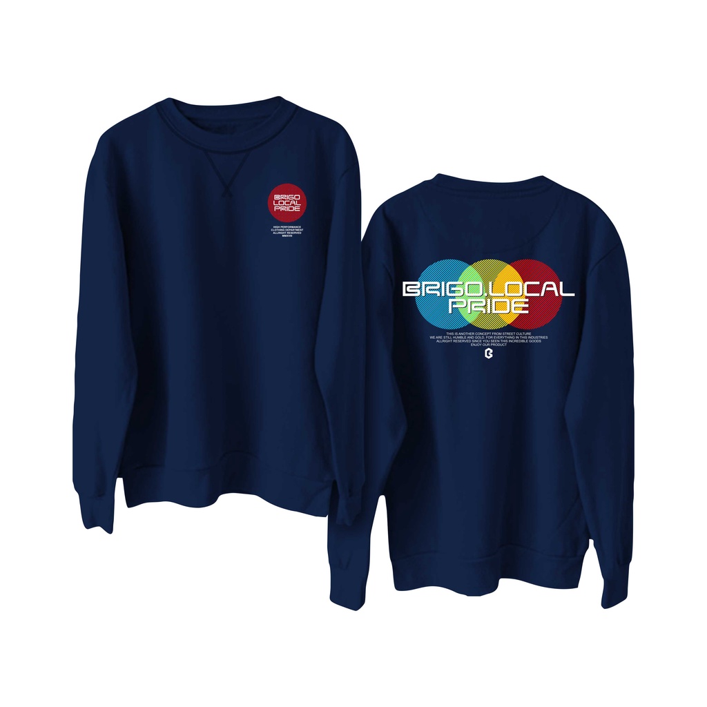 Sweater Crewneck BRIGO Three Circle Sablon DTF Fleece Cotton II BRIGO Basic Sweatshirt  Three Circle II M-XXL (Pria &amp; Wanita) Free stiker&amp;Gantungan Kunci