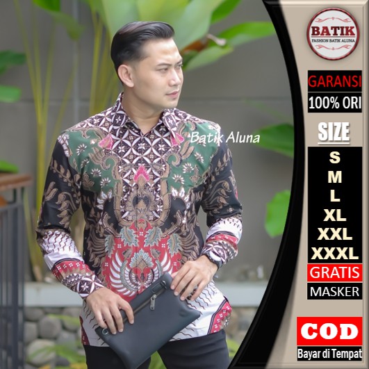 Baju Batik Pria Lengan Panjang Premium Kerja Kondangan Terbaru Batik Slimfit Jumbo Ori ASD-029