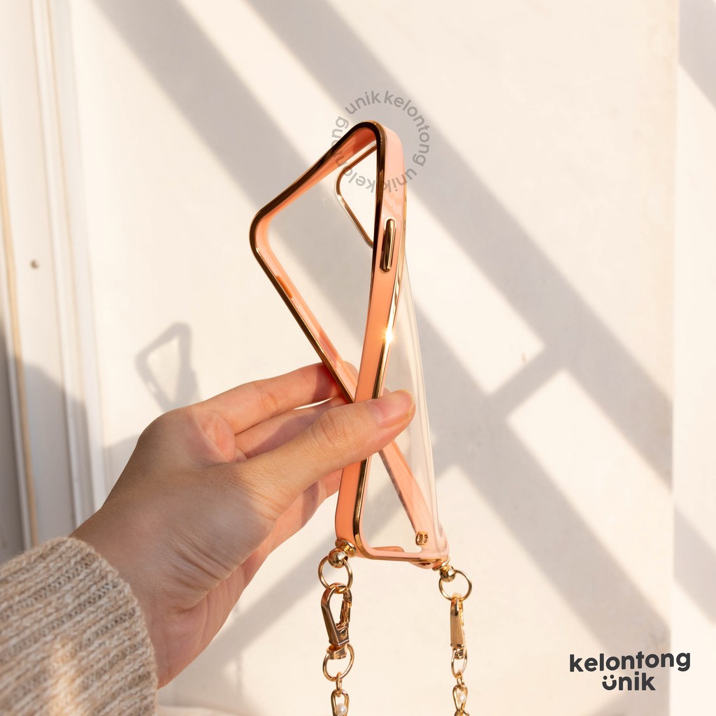 (Seri 2) For iPhone - Anti Crack Gold Plating Lanyard Rantai Case/ Sling Case Tali