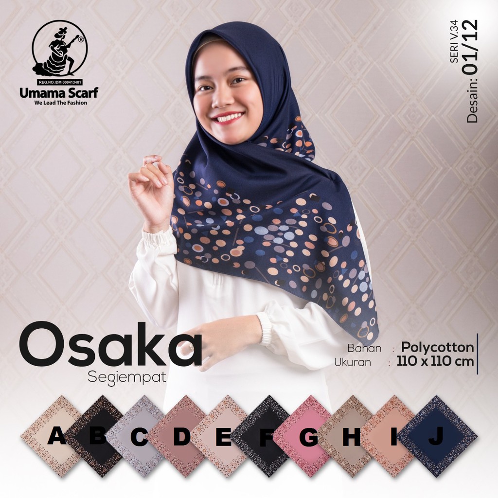 Segi Empat Umama Scarf OSAKA Bebas Pilih Warna dan Motif