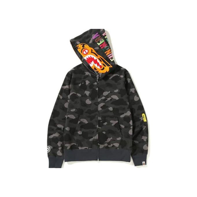 Bape Color Camo Tiger Full Zip Hoodie Black - A Bathing Ape Original .Deevagrosir.Olshop