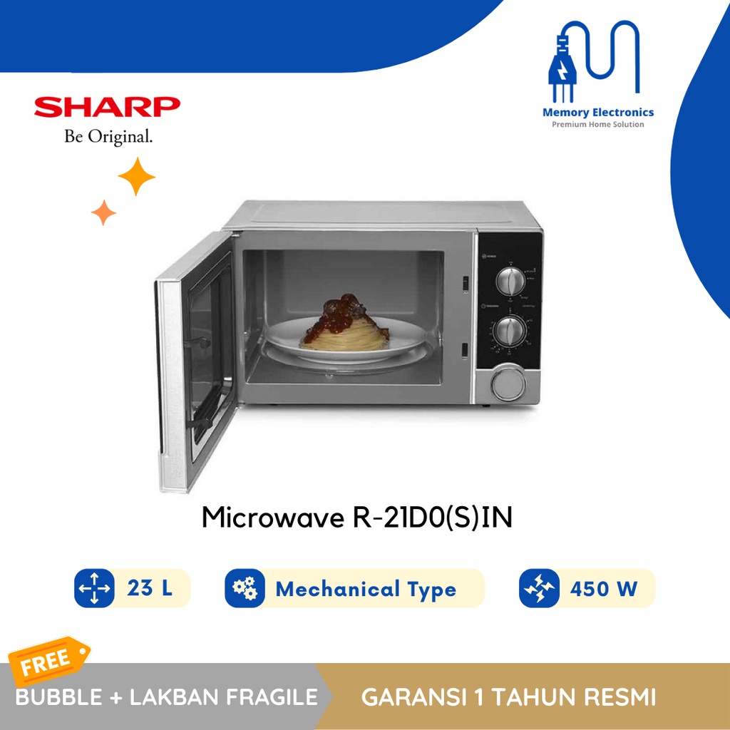 SHARP Microwave Oven R-21D0(S)IN - Silver Hitam 23 Liter Low Watt