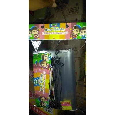 

label plastik kemasan sovenir,snack ulang tahun,bingkisan (isi 10 per pack) ukuran 20x25 minimal 4pack