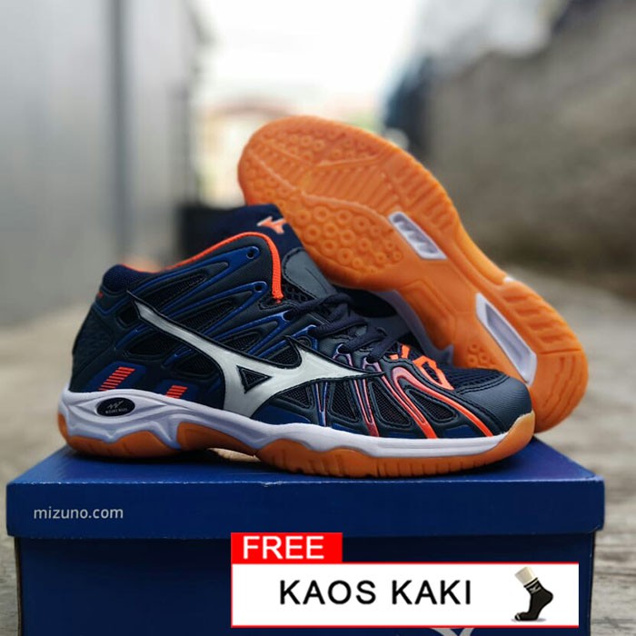  Sepatu  Voli Mizuno  Wave Tornado X2 Warna Navy Orange 