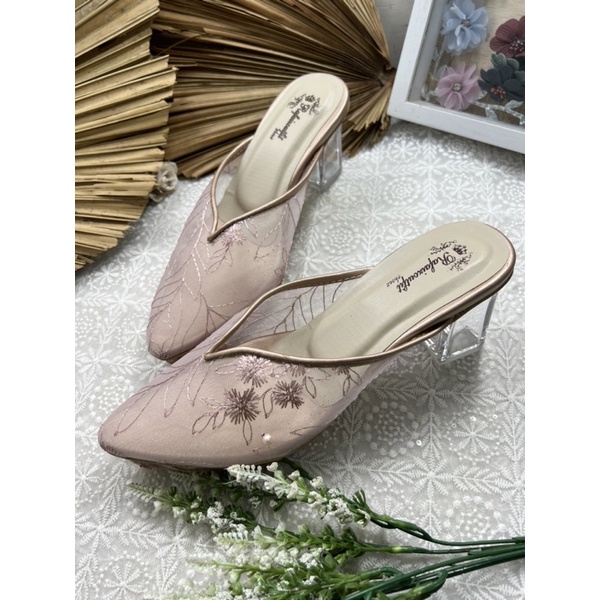 sepatu wanita Rafaizoutfit v kelly rosegold tinggi 7cm kaca