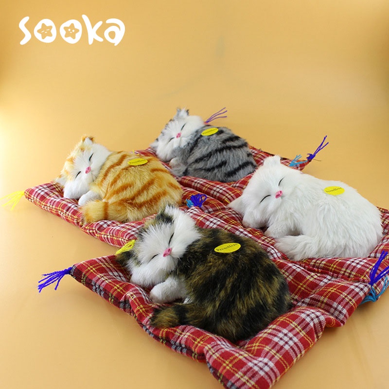 SOOKA Boneka Plush Simulasi Kucing Tidur Mini Dengan Suara SK-GDH1056