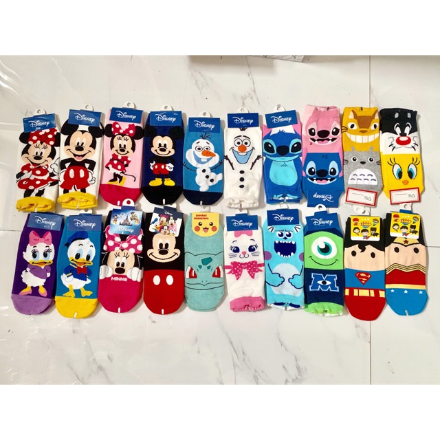 ORIGINAL DISNEY MICKEY MINNIE SUPERMAN FROZEN STITCH Kaos kaki korea import korean socks exo bts