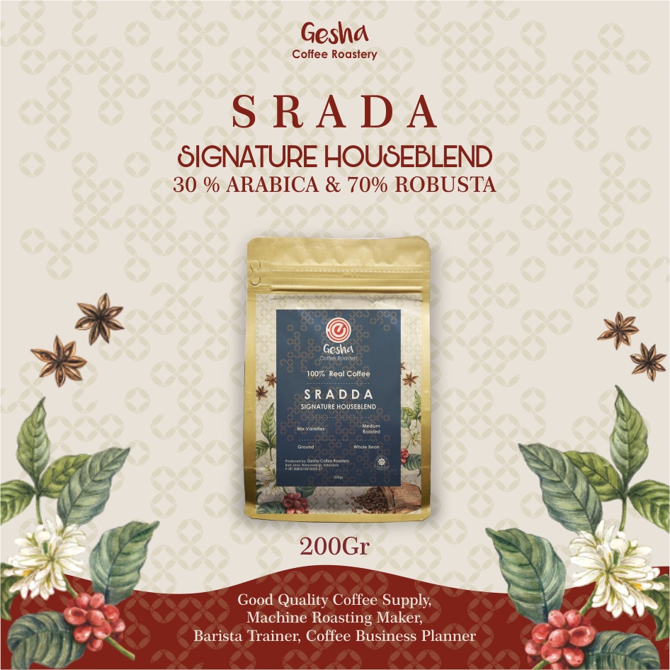 

SRADA - Kopi Houseblend - Espresso Based - 30%Arabica : 70%Robusta - 200gr