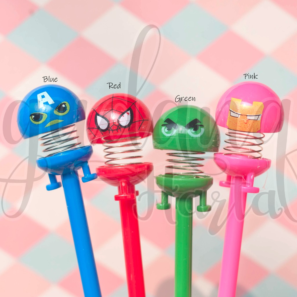 Pulpen Gel Bouncing Emoticon Hero Captain America Hulk Iron Man Spideman Pena Unik Bolpen GH 307184