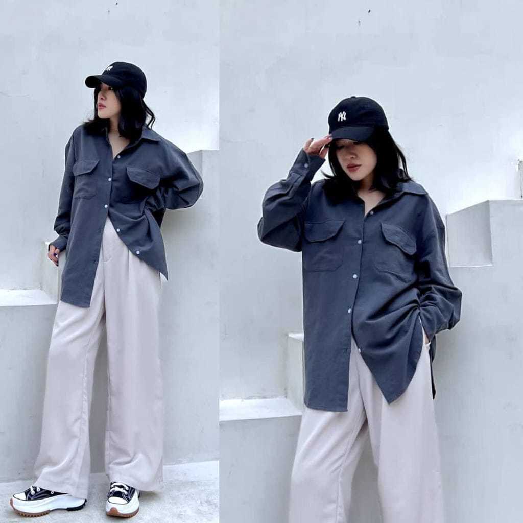 LiVi Kemeja Linen Oversize - Kemeja Wanita- Kemeja Oversize Wanita