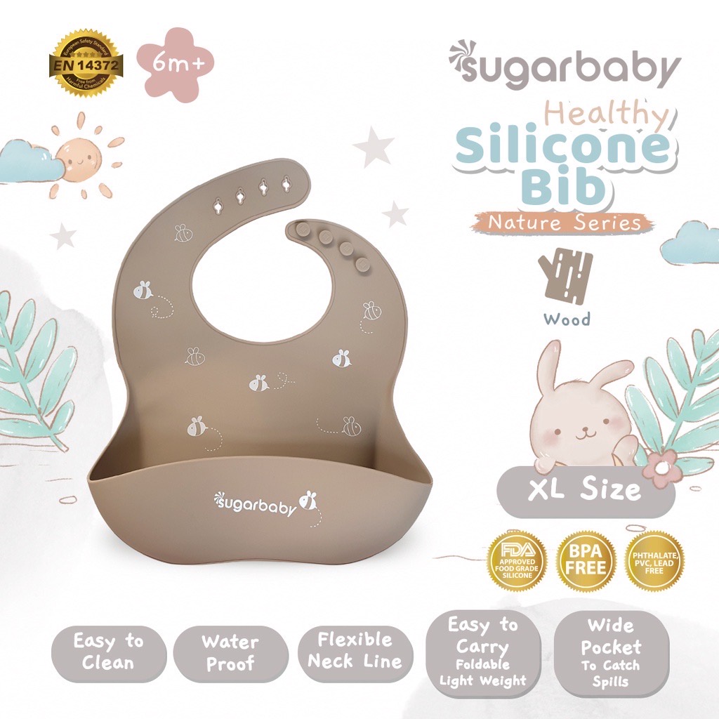 SUGAR BABY HEALTHY SILICONE BIB NATURE SERIES