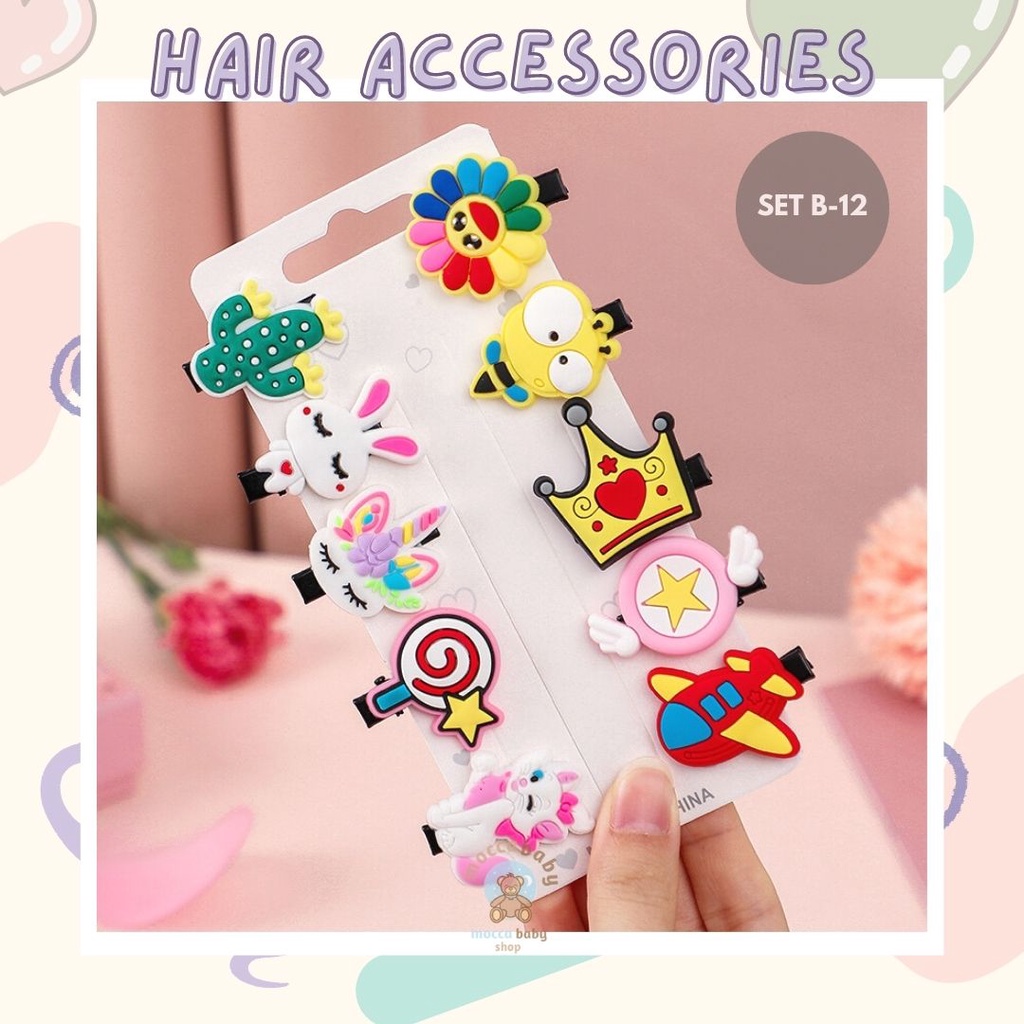 MBSS -  JEPIT TK MOSHI 10PCS Jepit Rambut Anak / Jepitan Rambut Anak Motif Karakter Kartun