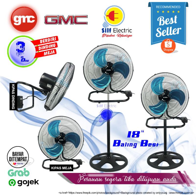 Kipas angin GMC  719 3 in 1 ( meja / tumpu / dinding ) - MURAH