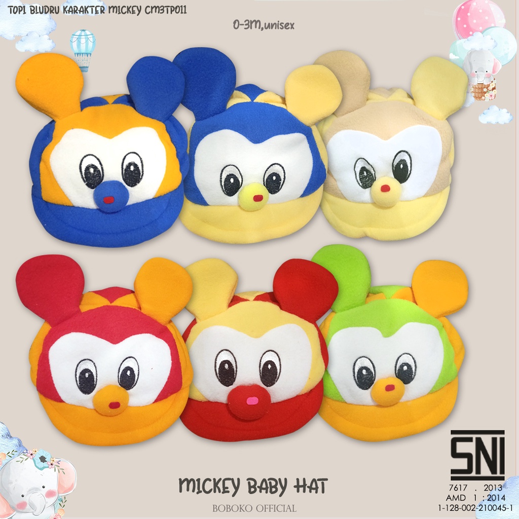 BOBOKO Topi Bayi Karakter Mckey 0-3bulan