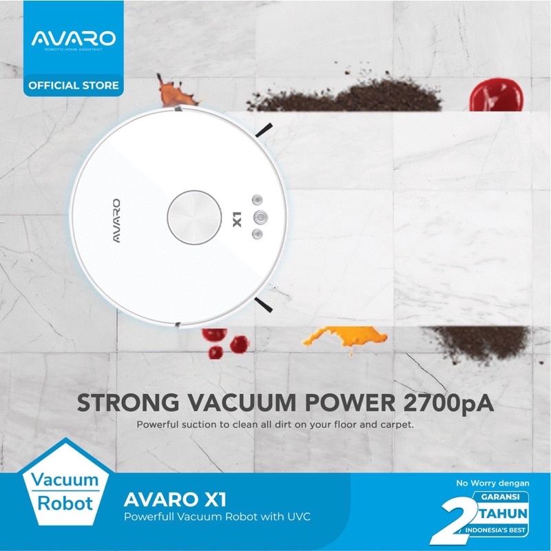 Robot Vacuum Cleaner Avaro X1 Sapu Pel Vakum with Auto Empty Station