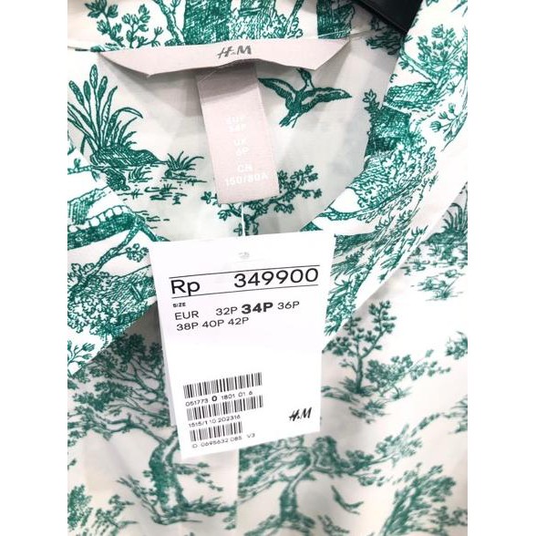 N.P>> Kemeja HM Wanita Shirt Women Floral White Original Murah Kemeja Kerja Kantor Casual