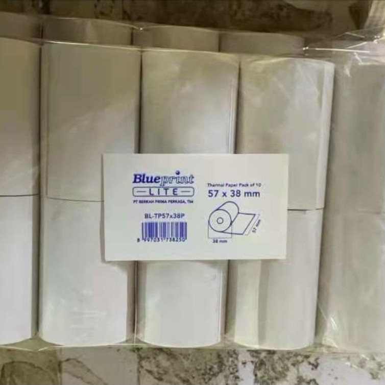 57x38P KERTAS THERMAL PAPER 57x38 mm BLUEPRINT LITE - 1 Roll STRUK KASIR EDC TOL RESI 57x38 P 57x38mm Termal