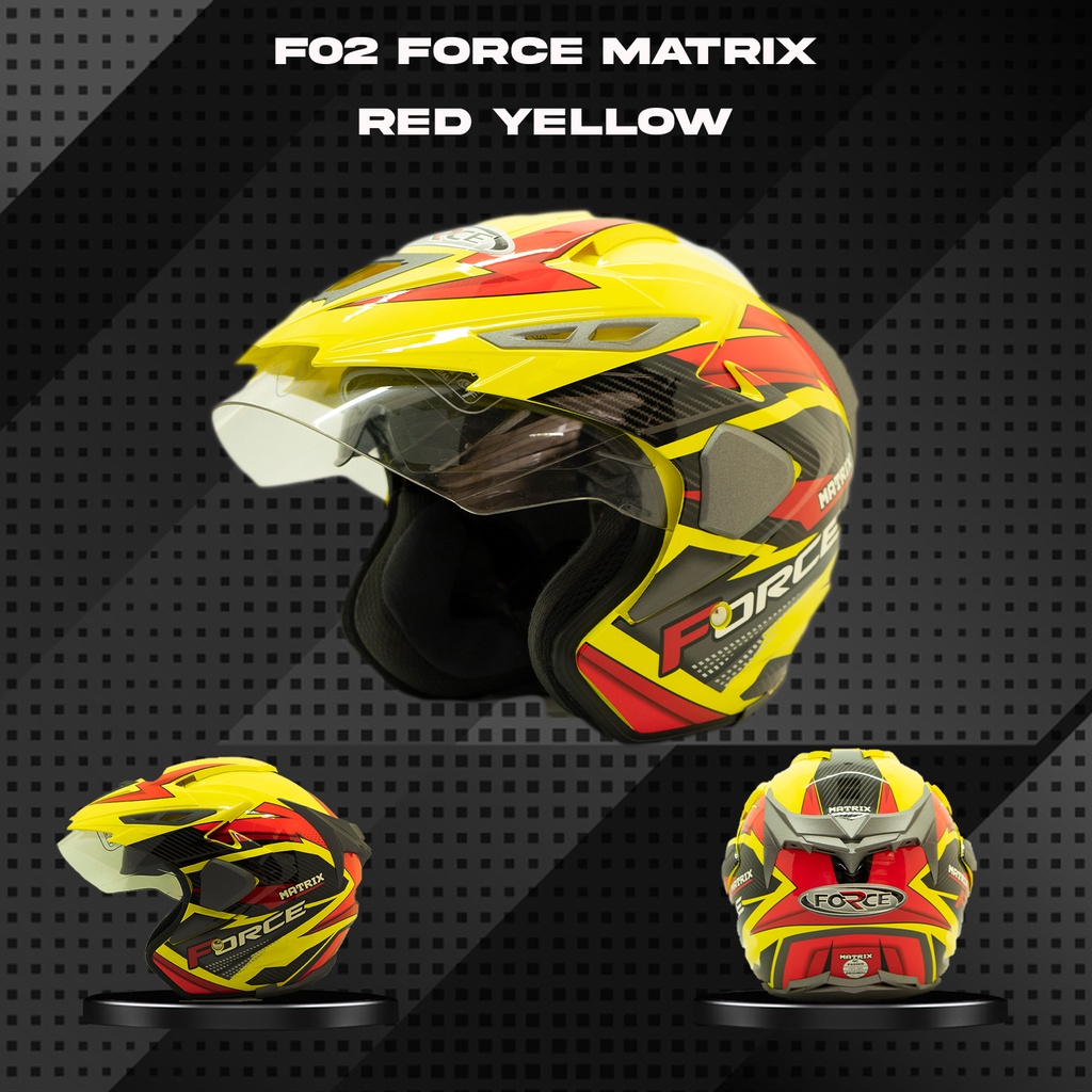 Helm Motor F02 Force Matrix Red Yellow