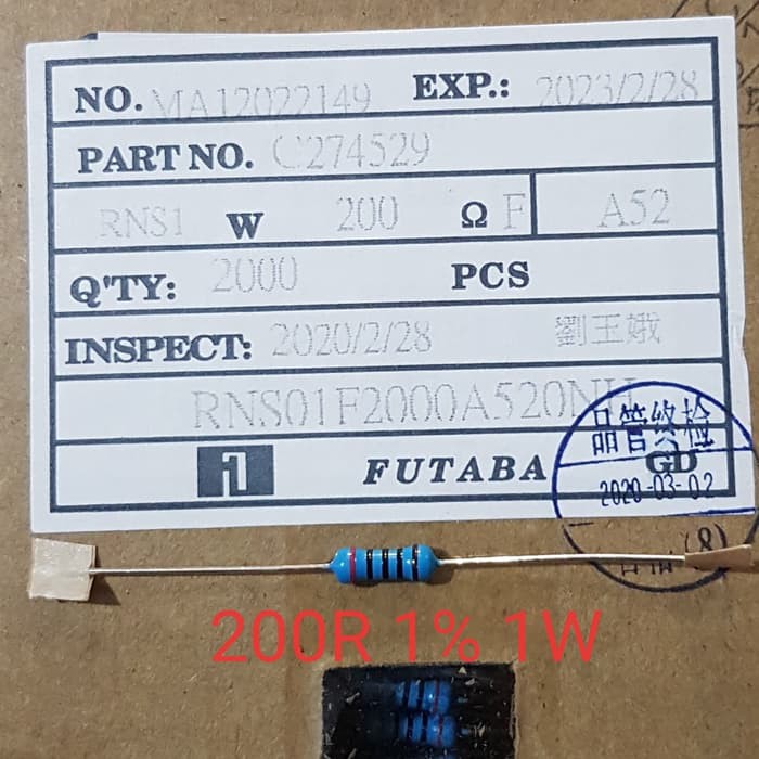 Resistor 200R 1% 1W Futaba