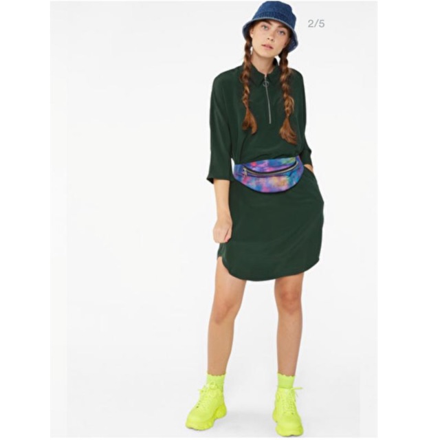 Monki shirt dress green