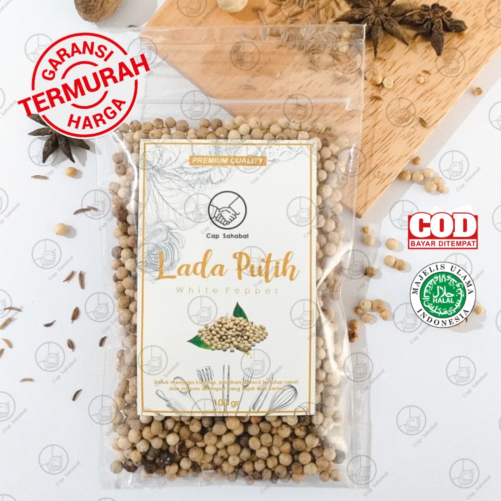 Lada Putih Asli 100gr / Biji Lada Putih Murni 100% / White Pepper / Merica / JSR Rempah Kualitas Premium